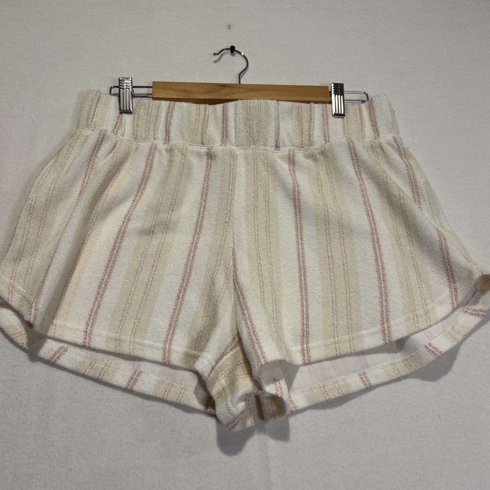 Roxy Drop A Wave Shorts Womens XL Multicolor Stripes Cotton High Waist Sweat
